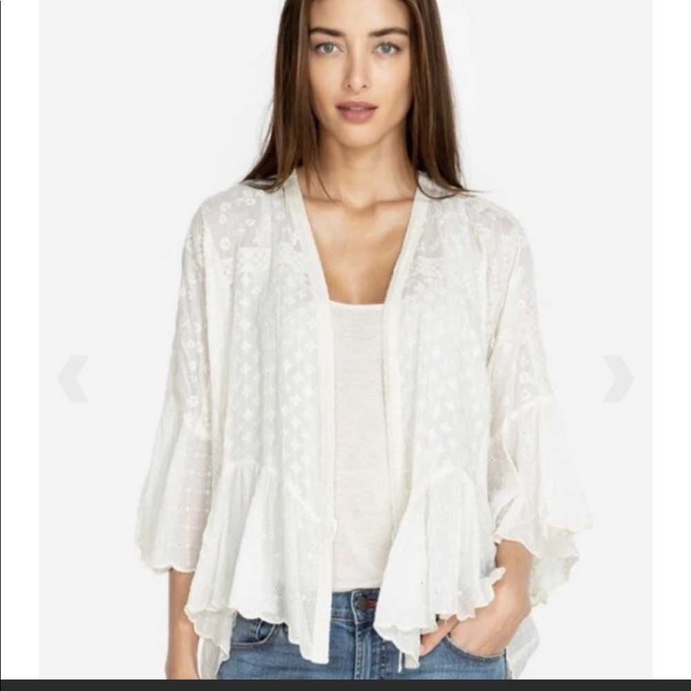 Johnny Was Cathay Ruffle Kimono in Natural Large